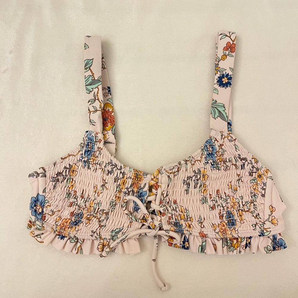 Pink floral bikini top